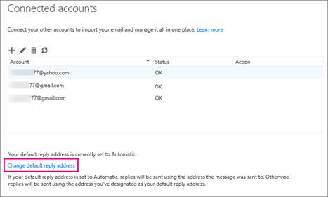To change your default "From" address, choose Change default reply address.
