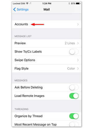 Tap Accounts at the top of the screen