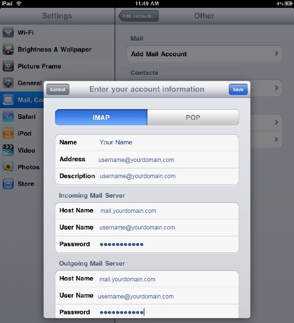 iPad Account Information