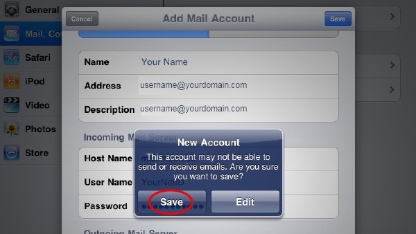 iPad New Account Message