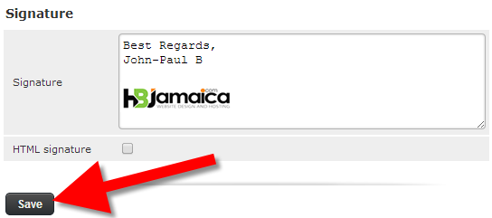Record your new webmail signature