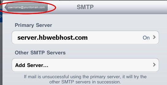 iPad Exit SMTP Settings