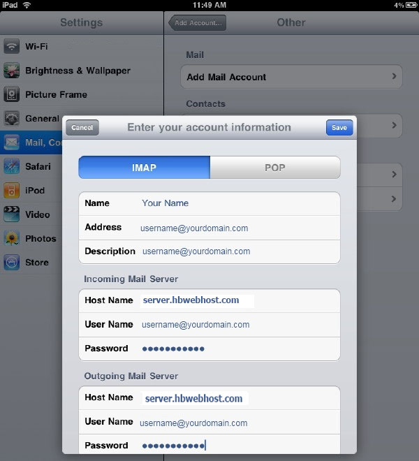 iPad Account Information